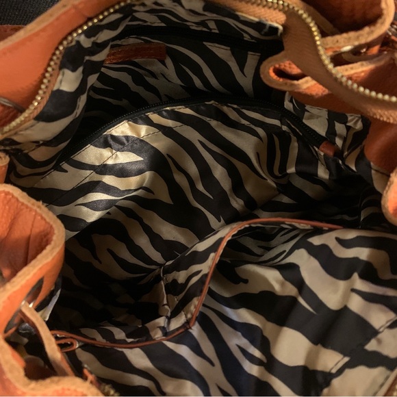 Leather Bag X Sam & Kate by Park Avenue Tan/ Orange tone  Rlaxed Tote Satchel - Picture 6 of 7